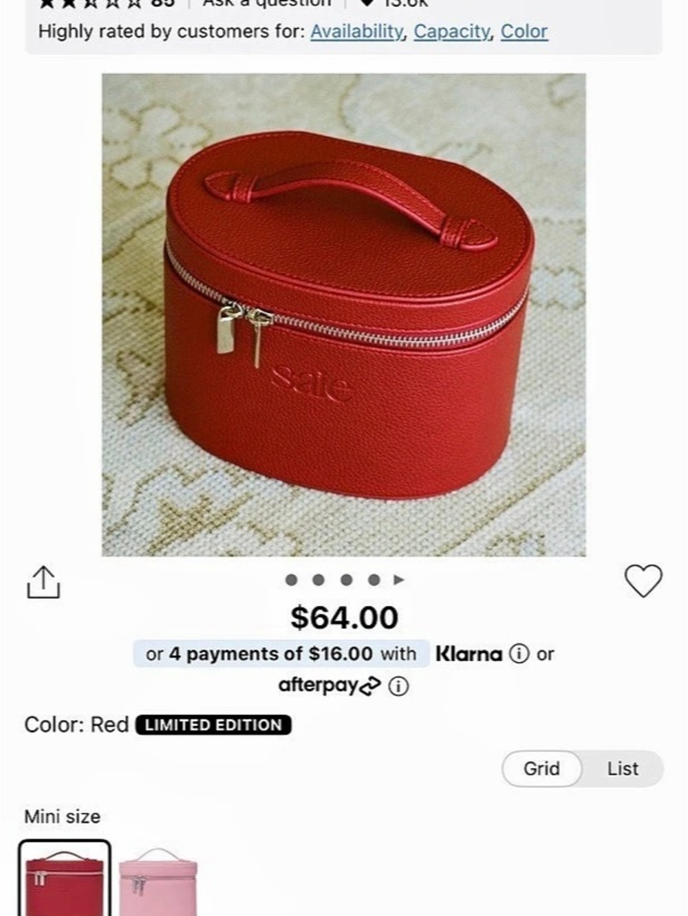Saie The Mini Vanity Case Red - Picture 5 of 5